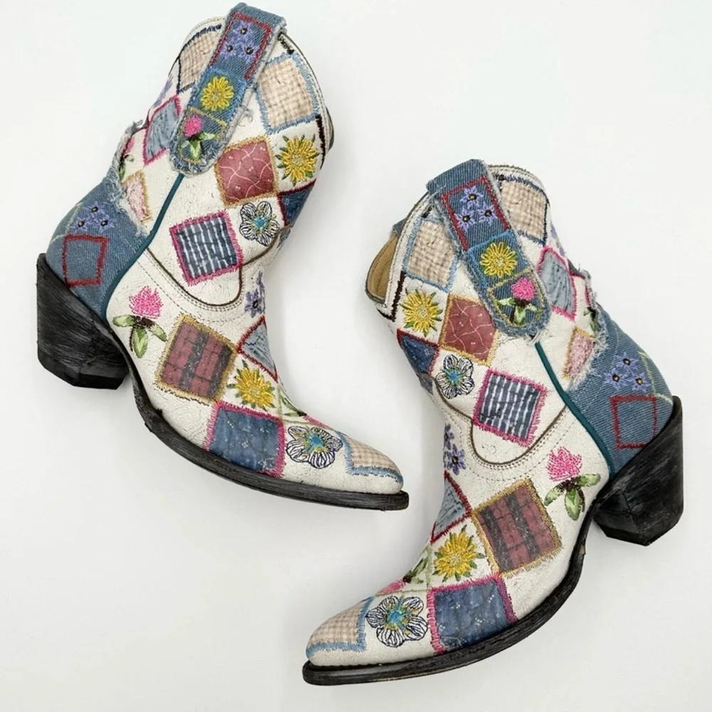 NIB Old Gringo Heirloom Yippee Ki Yay Patchwork & Leather Cowboy Boots Sz 7.5/8 - Picture 9 of 13